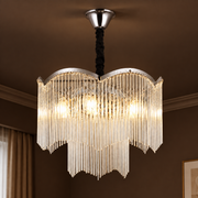 MEKELLE Elegance kristálycsillár, 8x E14, átmérő 50 cm, fém és kristály, fényes króm, állítható magasságú