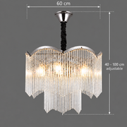 MEKELLE Magno kristálycsillár, 10x E14, átmérő 60 cm, fém és kristály, fényes króm, állítható magasságú