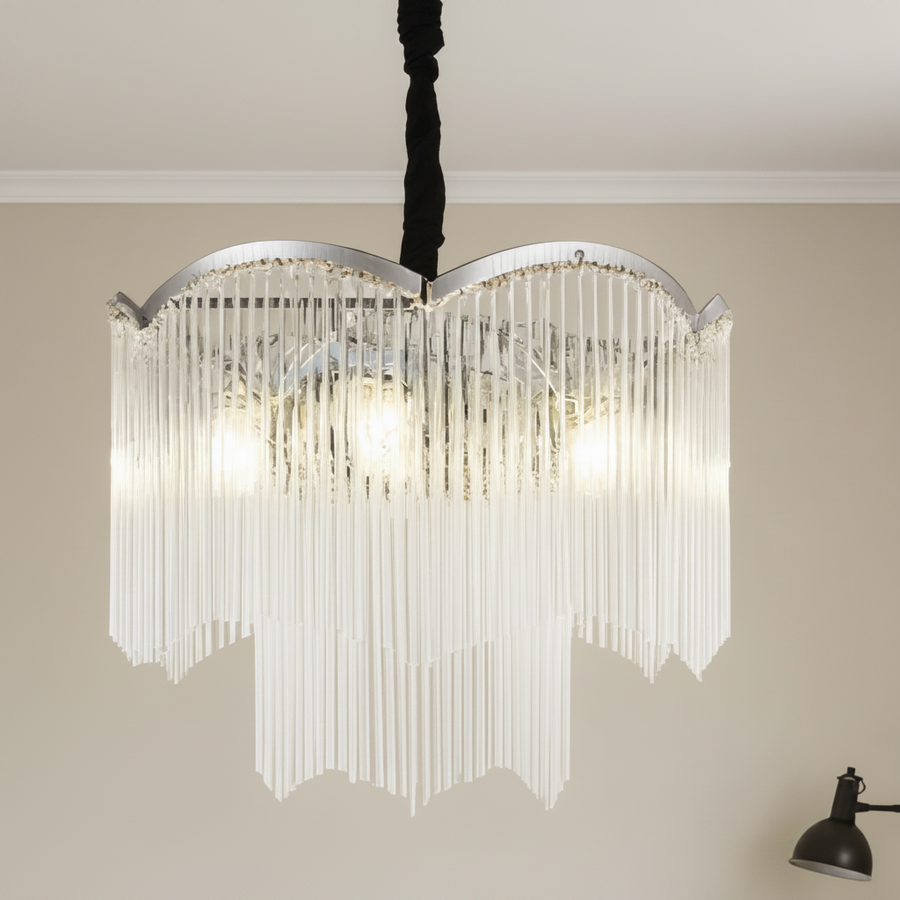 MEKELLE Regalis kristálycsillár, 18x E14, átmérő 80 cm, fém és kristály, fényes króm, állítható magasságú