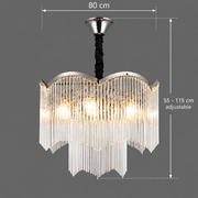 MEKELLE Regalis kristálycsillár, 18x E14, átmérő 80 cm, fém és kristály, fényes króm, állítható magasságú