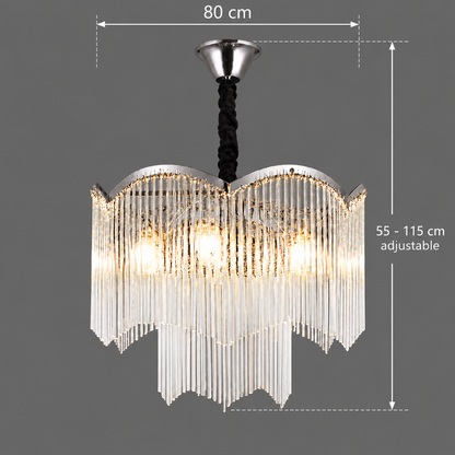 MEKELLE Regalis kristálycsillár, 18x E14, átmérő 80 cm, fém és kristály, fényes króm, állítható magasságú