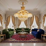 Kristálycsillár PALACE Supremo 29xG9, D115cm, fényes arany, állítható magasságú, fém és kristály kristálycsillárok, alapértelmezett cím Alessandro Design