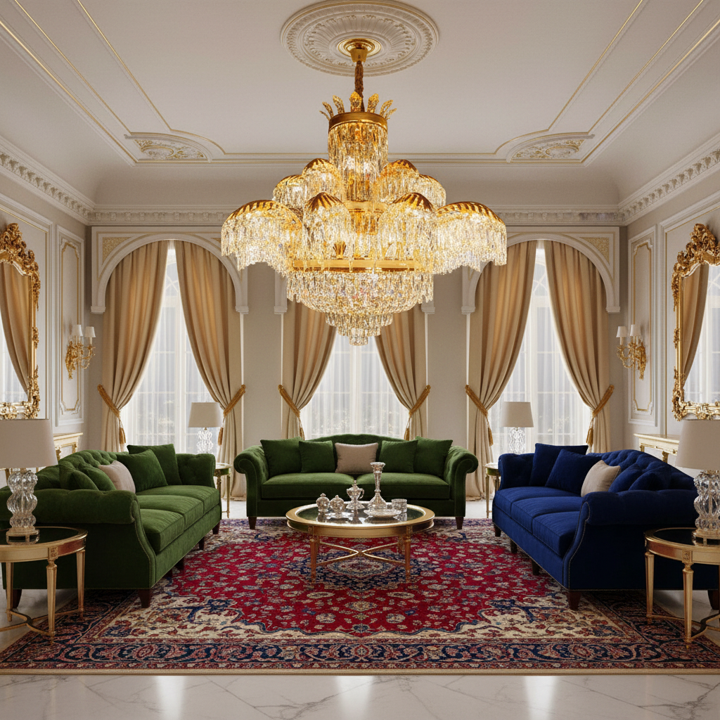 Kristálycsillár PALACE Supremo 29xG9, D115cm, fényes arany, állítható magasságú, fém és kristály kristálycsillárok, alapértelmezett cím Alessandro Design
