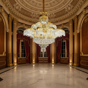 Kristálycsillár PALACE Supremo 29xG9, D115cm, fényes arany, állítható magasságú, fém és kristály kristálycsillárok, alapértelmezett cím Alessandro Design