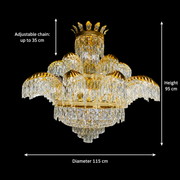 Kristálycsillár PALACE Supremo 29xG9, D115cm, fényes arany, állítható magasságú, fém és kristály kristálycsillárok, alapértelmezett cím Alessandro Design