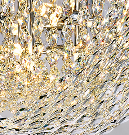 Candelabru Cristal QEQERTARSUAQ Magno, 9x E14, Diametru 60cm, Metal si Cristal, Crom Lucios