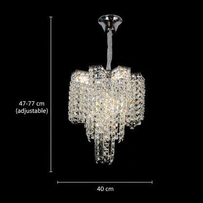 TAGISH Nobile kristálycsillár 7xE14, átmérő 40 cm, fém és kristály, fényes króm, állítható magasság