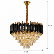 VERSAILLES Eleganza kristálycsillár 8x E14, átmérő 50 cm, fekete, fényes arany, állítható magasság