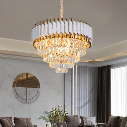 Kristály csillár VERSAILLES Magno 8x E14, átmérő 60 cm, fényes arany és fehér, állítható magasságú kristálycsillár alapértelmezett cím Alessandro Design