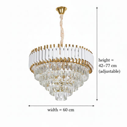 Kristály csillár VERSAILLES Magno 8x E14, átmérő 60 cm, fényes arany és fehér, állítható magasságú kristálycsillár alapértelmezett cím Alessandro Design