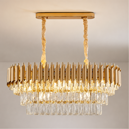 VERSAILLES Regalis kristálycsillár 10xE14, átmérő 80 cm, arany, állítható magasságú