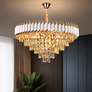VERSAILLES Supremo kristálycsillár 12xE14, átmérő 80 cm, fényes arany és fehér, állítható magasságú