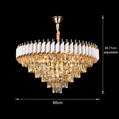 VERSAILLES Supremo kristálycsillár 12xE14, átmérő 80 cm, fényes arany és fehér, állítható magasságú