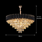 VERSAILLES Supremo kristálycsillár 12xE14, átmérő 80 cm, fényes arany és fekete, állítható magasságú