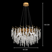 WALTZ Cascade kristálycsillár, 6xG9, arany, átmérő 45 cm, állítható magasság