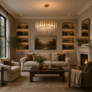 WALTZ Cascade kristálycsillár, 6x G9, arany, 60 cm, állítható magasságú