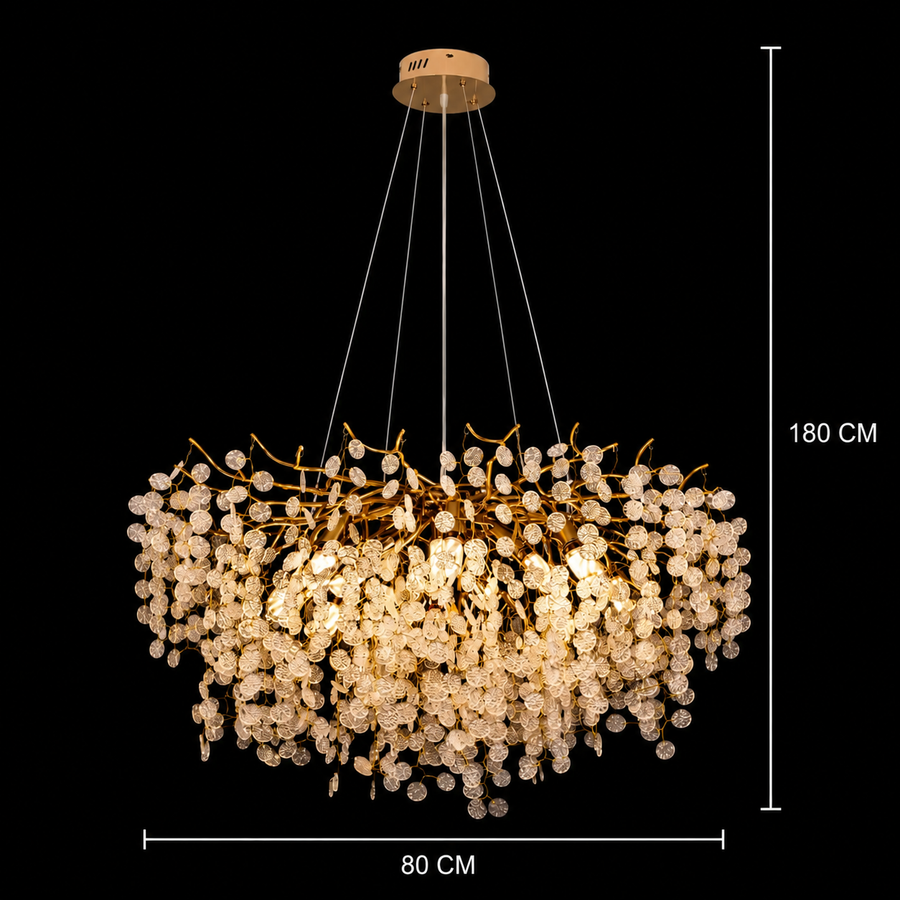 WALTZ Szerenád kristálycsillár, 9xG9, arany, 80 cm, állítható magasságú