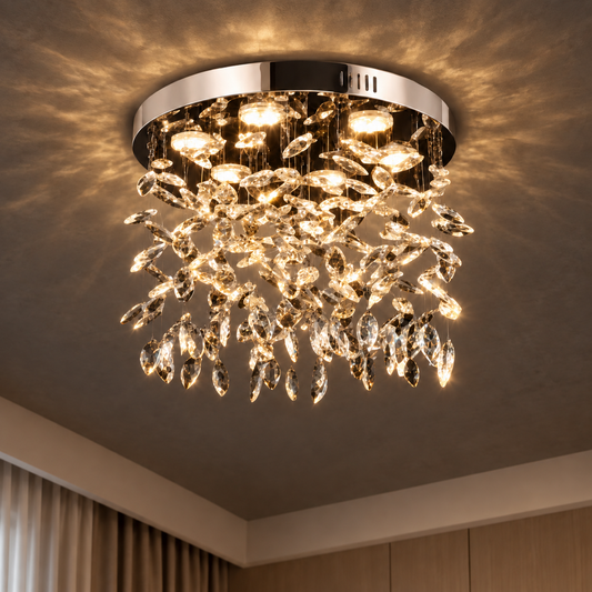 Crystal LED csillár LLC210/400CH kerek, 22W, hideg/meleg/semleges fény, kristály, fényes króm