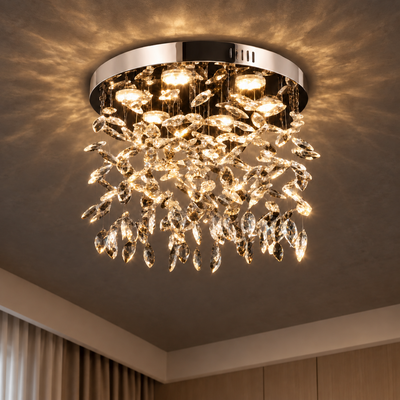 Crystal LED csillár LLC210/400CH kerek, 22W, hideg/meleg/semleges fény, kristály, fényes króm