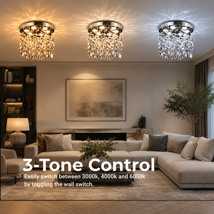Crystal LED csillár LLC210/400CH kerek, 22W, hideg/meleg/semleges fény, kristály, fényes króm