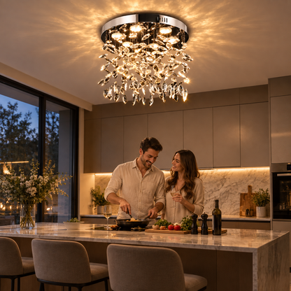 Crystal LED csillár LLC210/400CH kerek, 22W, hideg/meleg/semleges fény, kristály, fényes króm
