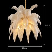 Modern Minoss csillár, toll, 1xE27, átmérő 75 cm, krém