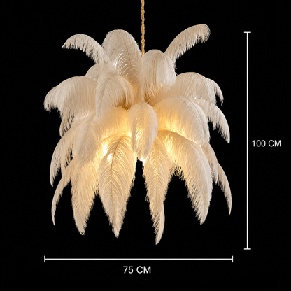Modern Minoss csillár, toll, 1xE27, átmérő 75 cm, krém
