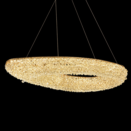 Candelabru Modern cu Cristal, Telecomanda, PRUGU, 65W, Lumina Calda/Neutra/Rece, Lungime 35 cm, Auriu, Inaltime reglabila