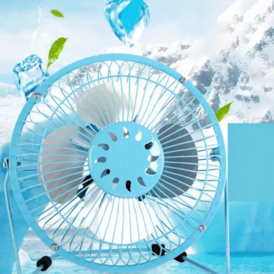 Mini ventilátor USB -kábellel, fém, kék