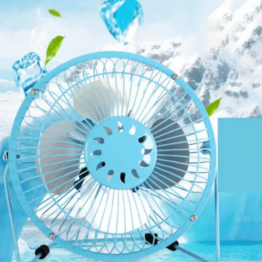 Mini ventilátor USB -kábellel, fém, kék