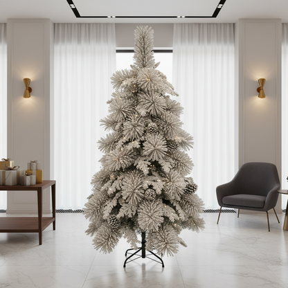 Decorațiune Brad Artificial, 180 cm, 550 vârfuri, Suport Metalic, Plastic, Verde
