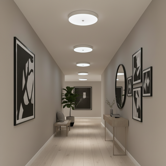 LED mennyezeti lámpa PL8001, D22cm, IP44, 8W, Hideg fény 6000k, Fehér