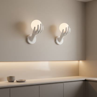 Aplica LED Decorativa MANO, 15x30cm, 1xG9, Sticla si Resina, Alb