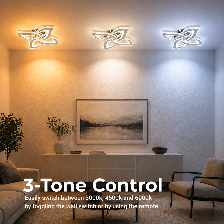 Lustra LED Alejandro cu Telecomanda, 71W, 4 Flori, Lumina Dimabila Rece/Calda/Neutra, Crom Lustre LED cu Telecomanda Default Title Alessandro Design