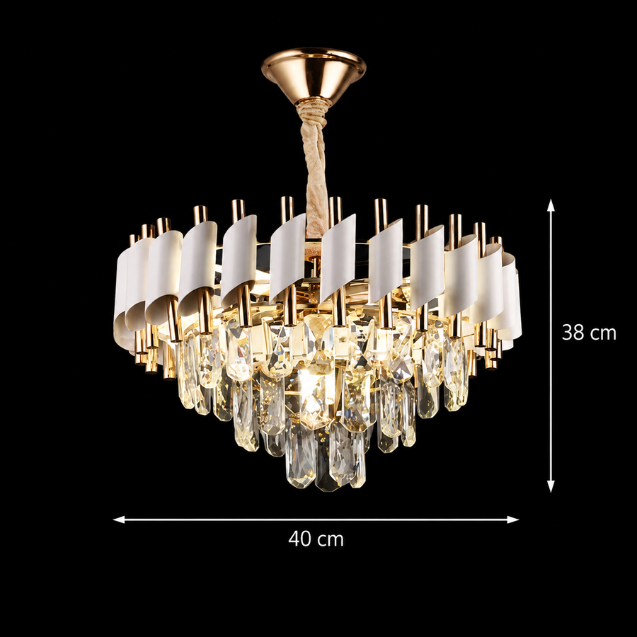 Candelabru Cristal VERSAILLES Nobile 5xE14, Diametru 40cm, Auriu Lucios si Alb Candelabre Cristal Default Title Alessandro Design