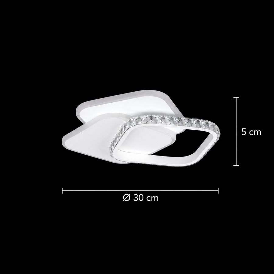 LED kristálycsillár ANASTASIA 39W, átmérő 30cm, hideg/meleg/semleges fény, fehér