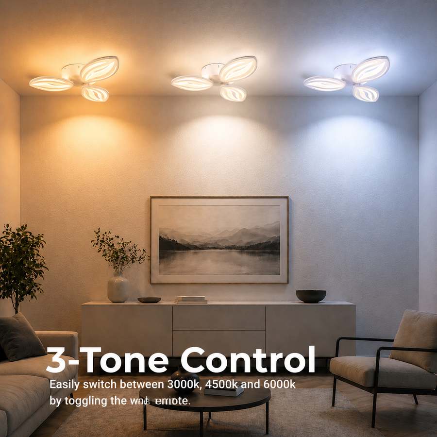 LED csillár távirányítóval ORCHID 40W, 3 szirom, hideg/meleg/semleges fény, szabályozható, fehér