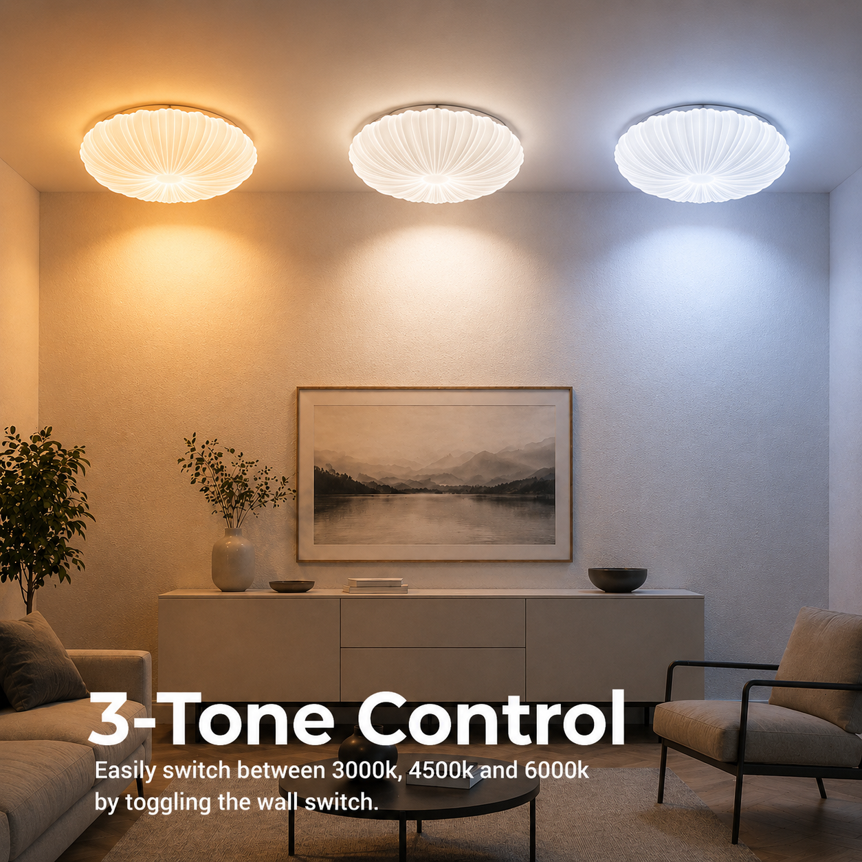 Plafonieră LED Margareta 35 cm, 31W, 3000K / 4000K / 6000K, Alb, Metal si Acril Plafoniere LED Default Title Alessandro Design