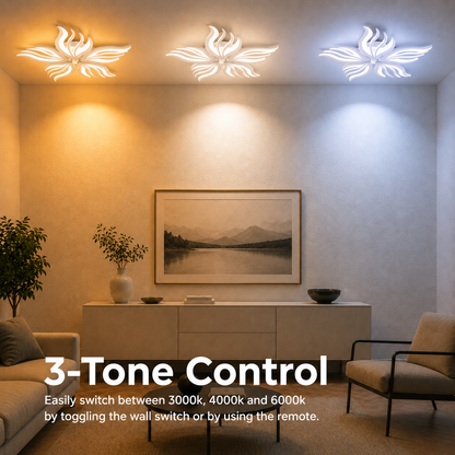 LED -csillár Sakura 60W távirányítóval, 5 szirom, hideg/forró/semleges fény, instabil, fehér