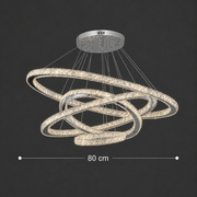 Világító PRISM LED csillár, kristály és fém, 210 W, 4 kör, szabályozható, hideg/meleg/semleges fény, luxus világítás