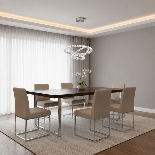 Függesztett LED-csillár távirányítóval és kristály PRISM LUMINIS 78.3W, 3 kör, hideg/meleg/semleges fény, szabályozható, ezüst, állítható magasságú