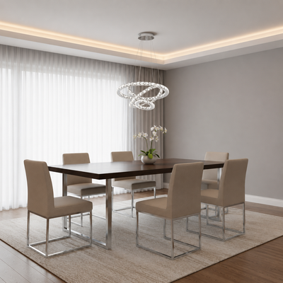 Függesztett LED-csillár távirányítóval és kristály PRISM LUMINIS 78.3W, 3 kör, hideg/meleg/semleges fény, szabályozható, ezüst, állítható magasságú