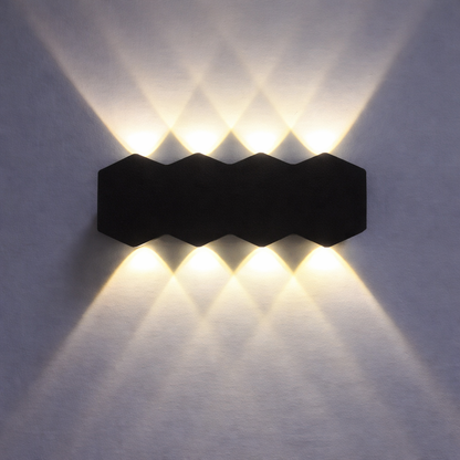 Kültéri és beltéri LED fali lámpa, 4 forrás x 1W, IP65, ABS, fekete, 3000K