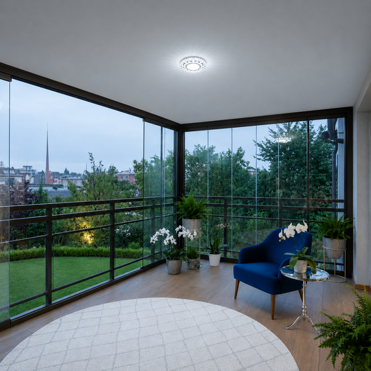 ORBITA LED Spot, 5 W, kerek, hideg fény + RGB, fehér, gyanta és üveg LED spot alapbeállítás Alessandro Design
