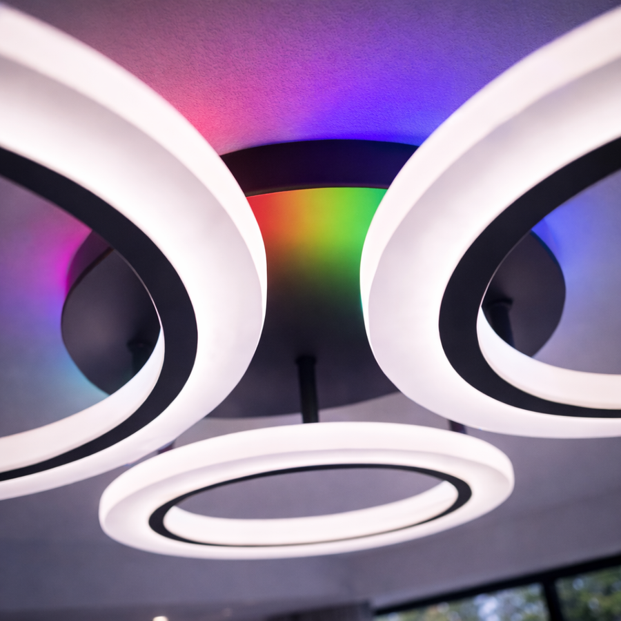 LED -csillár Betty 44W távirányítóval, 4 kör, hideg/forró/semleges fény, instabil, fekete