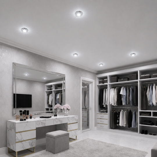 ORBITA LED Spot, 5 W, kerek, hideg fény + RGB, fehér, gyanta és üveg LED spot alapbeállítás Alessandro Design