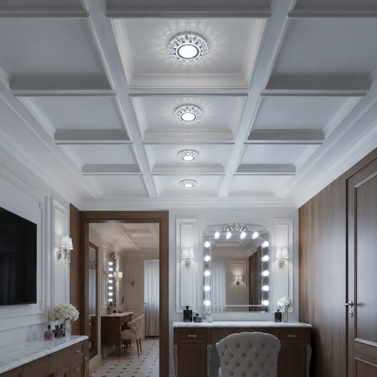 ORBITA LED Spot, 5 W, kerek, hideg fény + RGB, fehér, gyanta és üveg LED spot alapbeállítás Alessandro Design