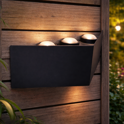 Kültéri és beltéri LED fali lámpa, 4 forrás x 1W, IP65, ABS, fekete, 3000K