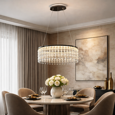 LED csillár CC41003/400CH, átmérő 40 cm, magasság 120 cm, IP20, hideg/semleges/meleg fény, szabályozható, ezüst, kristály, acél