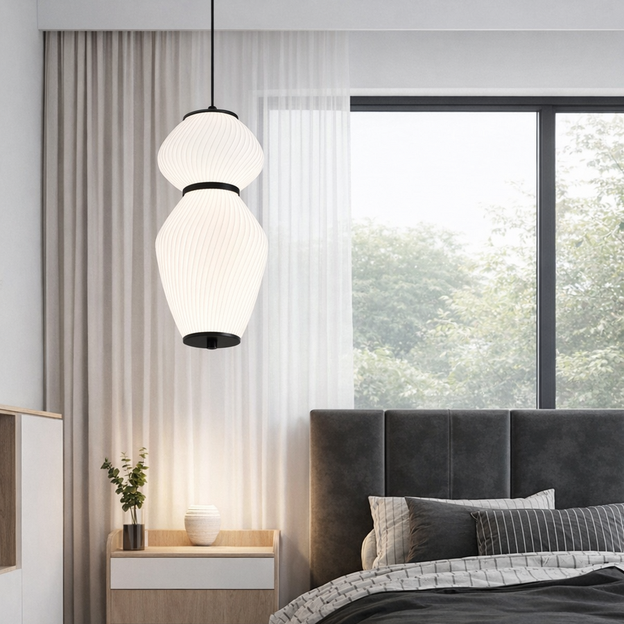 Függesztett csillár LT022/2WH, 2xE27, átmérő 40,5 cm, magasság 16,5 cm, IP20, fehér, plexi, vas, izzók nem tartozék